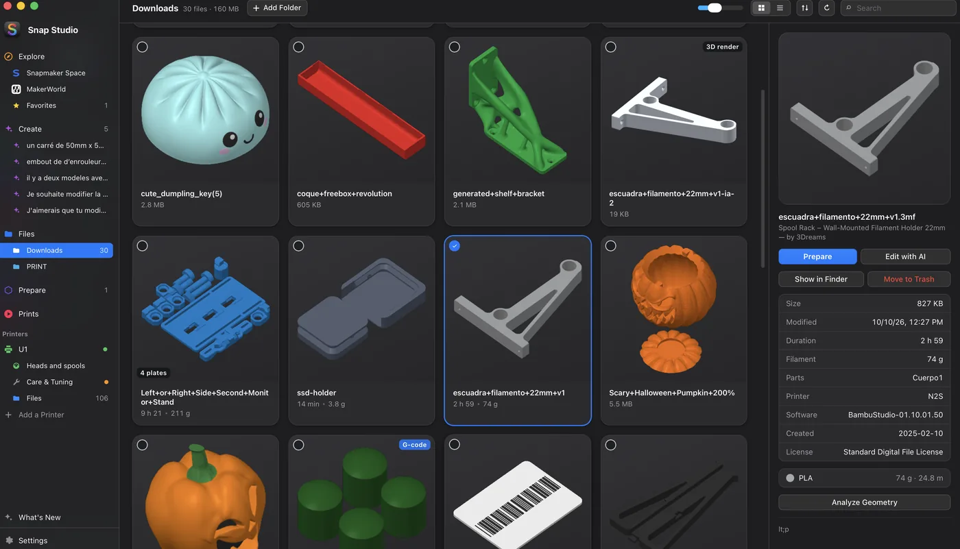 Snap Studio — your 3MF files at a glance