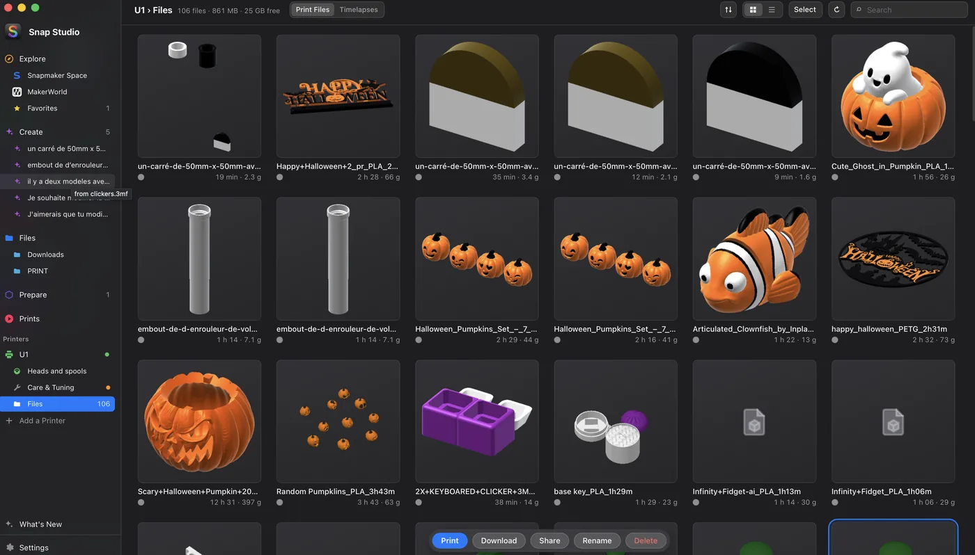 A printer's files