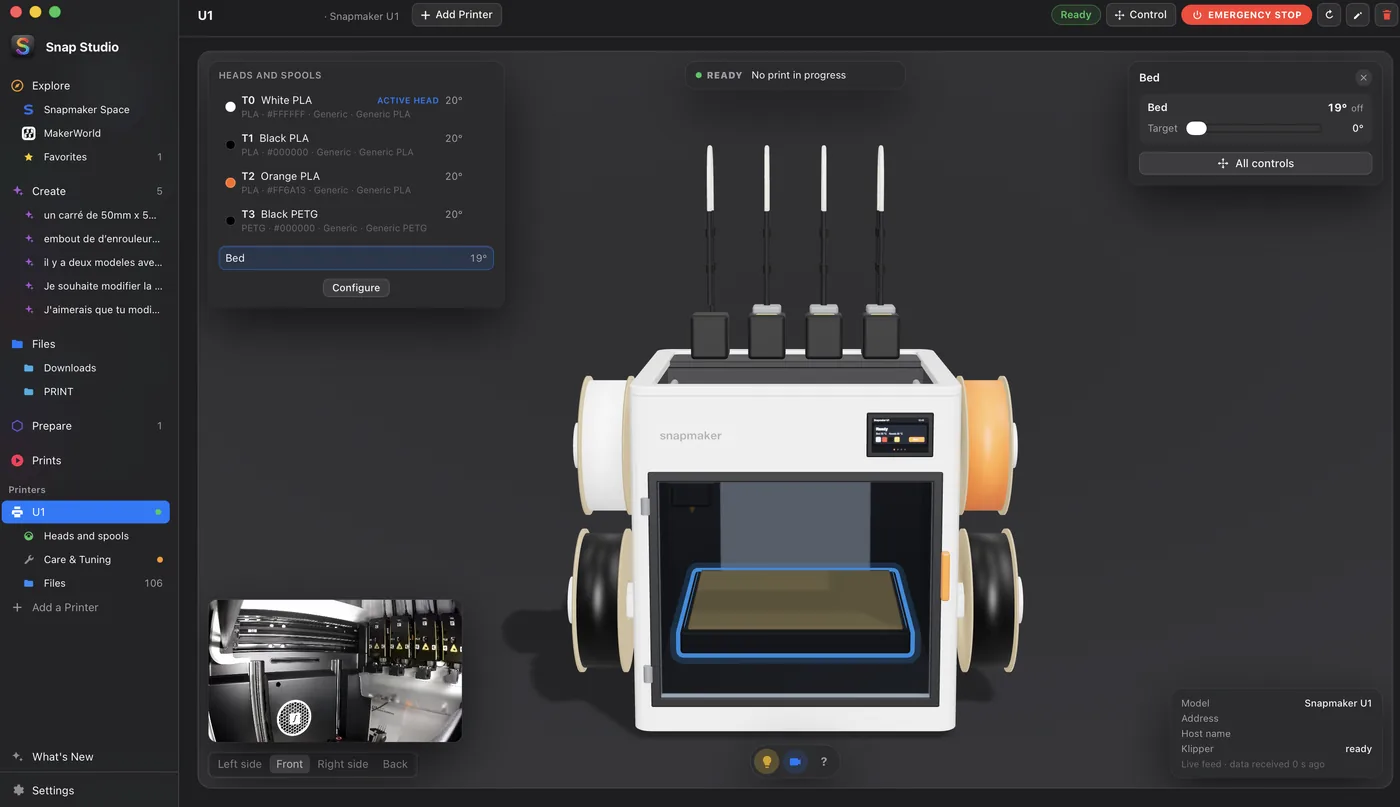 The printer's page: the U1 in 3D and its spools